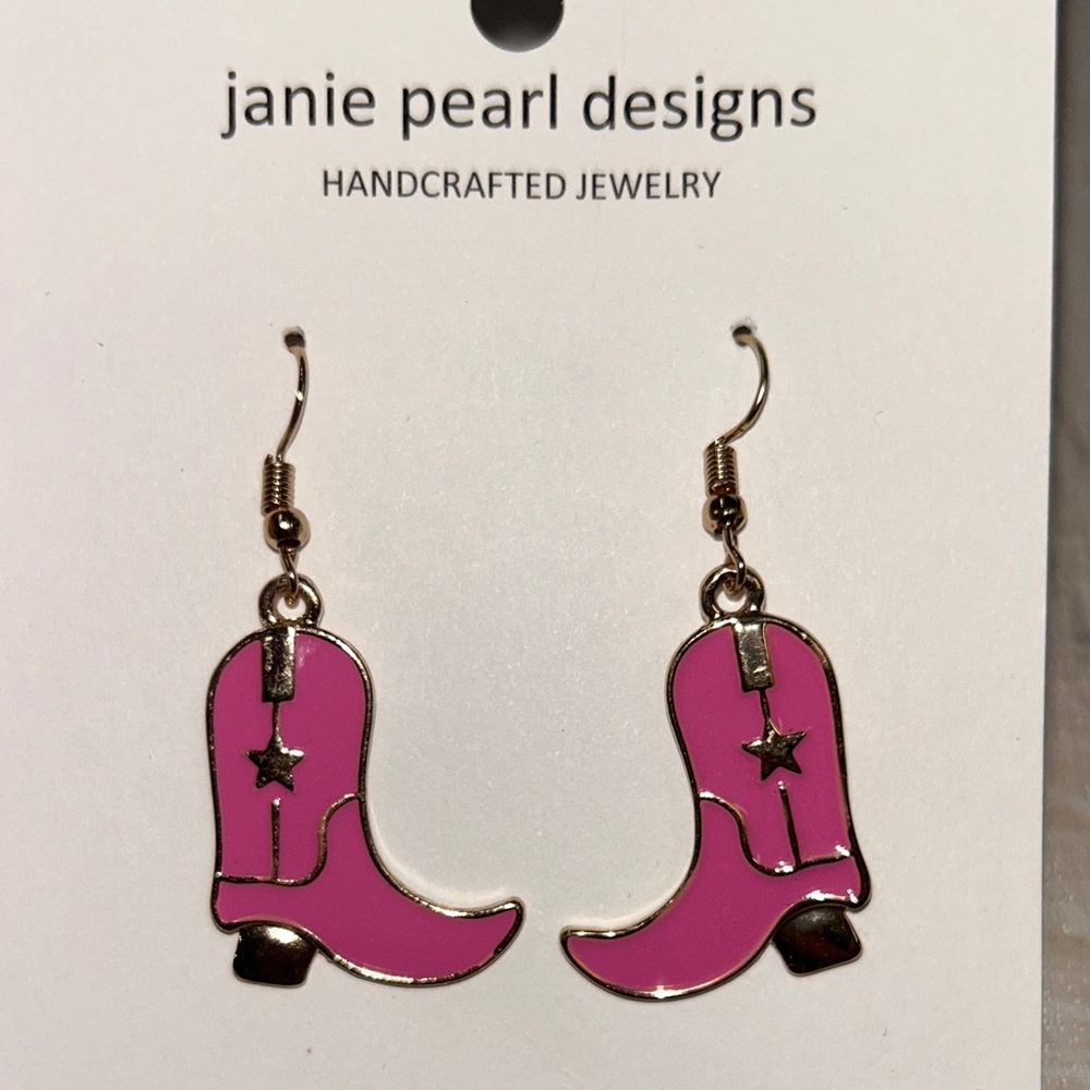 Pink Cowboy Boot Earrings